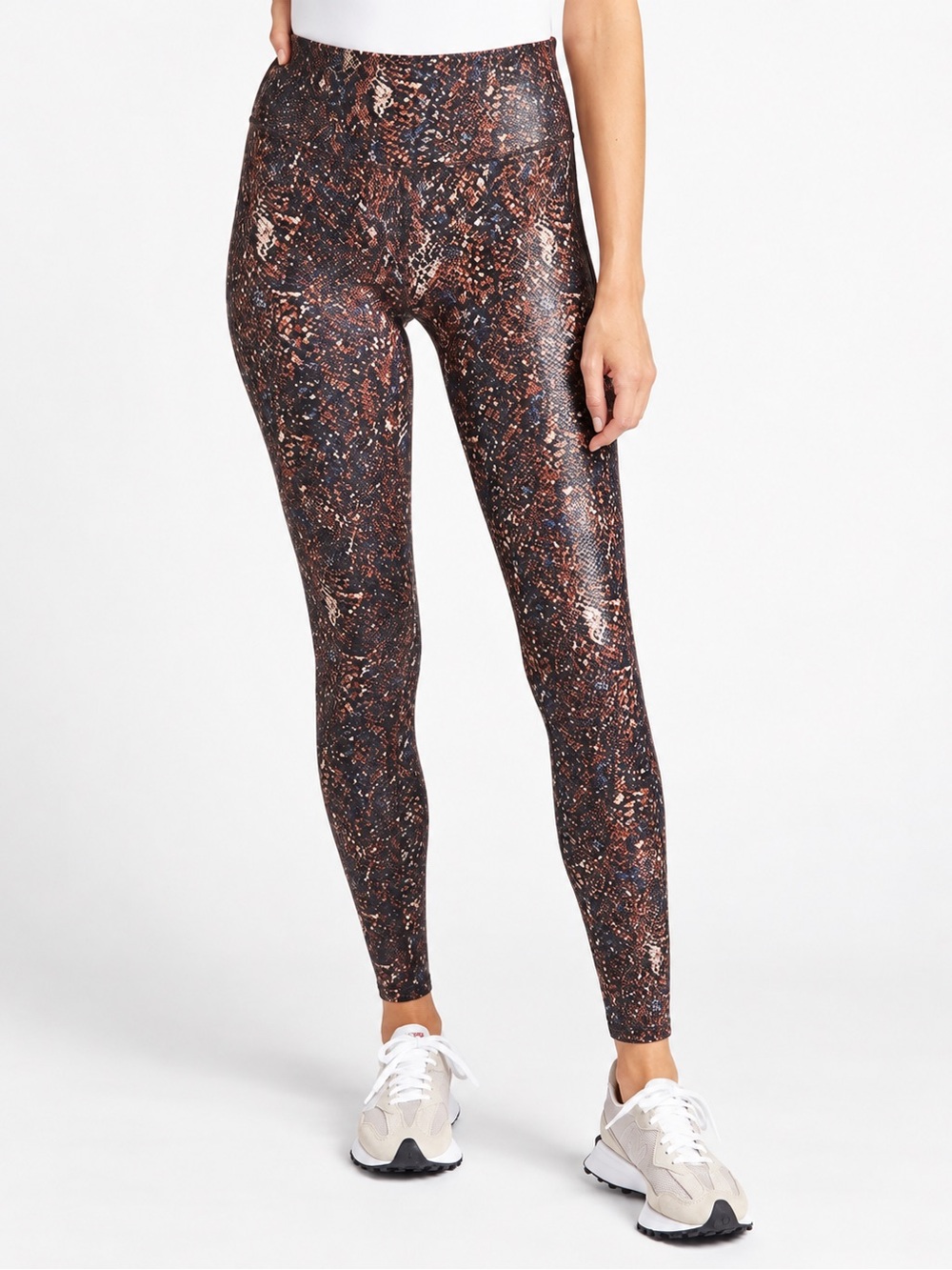 Spanx Faux Leather Mocha Snake Shine Leggings